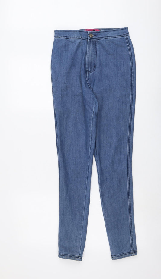 Boohoo Womens Blue Cotton Skinny Jeans Size 10 L29 in Regular Button