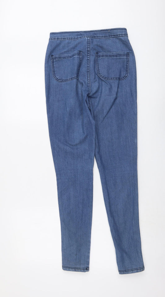 Boohoo Womens Blue Cotton Skinny Jeans Size 10 L29 in Regular Button