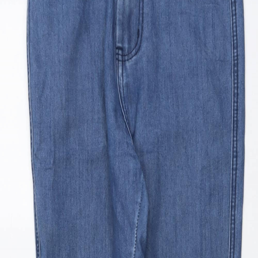 Boohoo Womens Blue Cotton Skinny Jeans Size 10 L29 in Regular Button