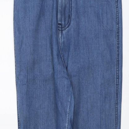 Boohoo Womens Blue Cotton Skinny Jeans Size 10 L29 in Regular Button