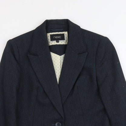 NEXT Womens Blue Check Polyester Jacket Suit Jacket Size 8