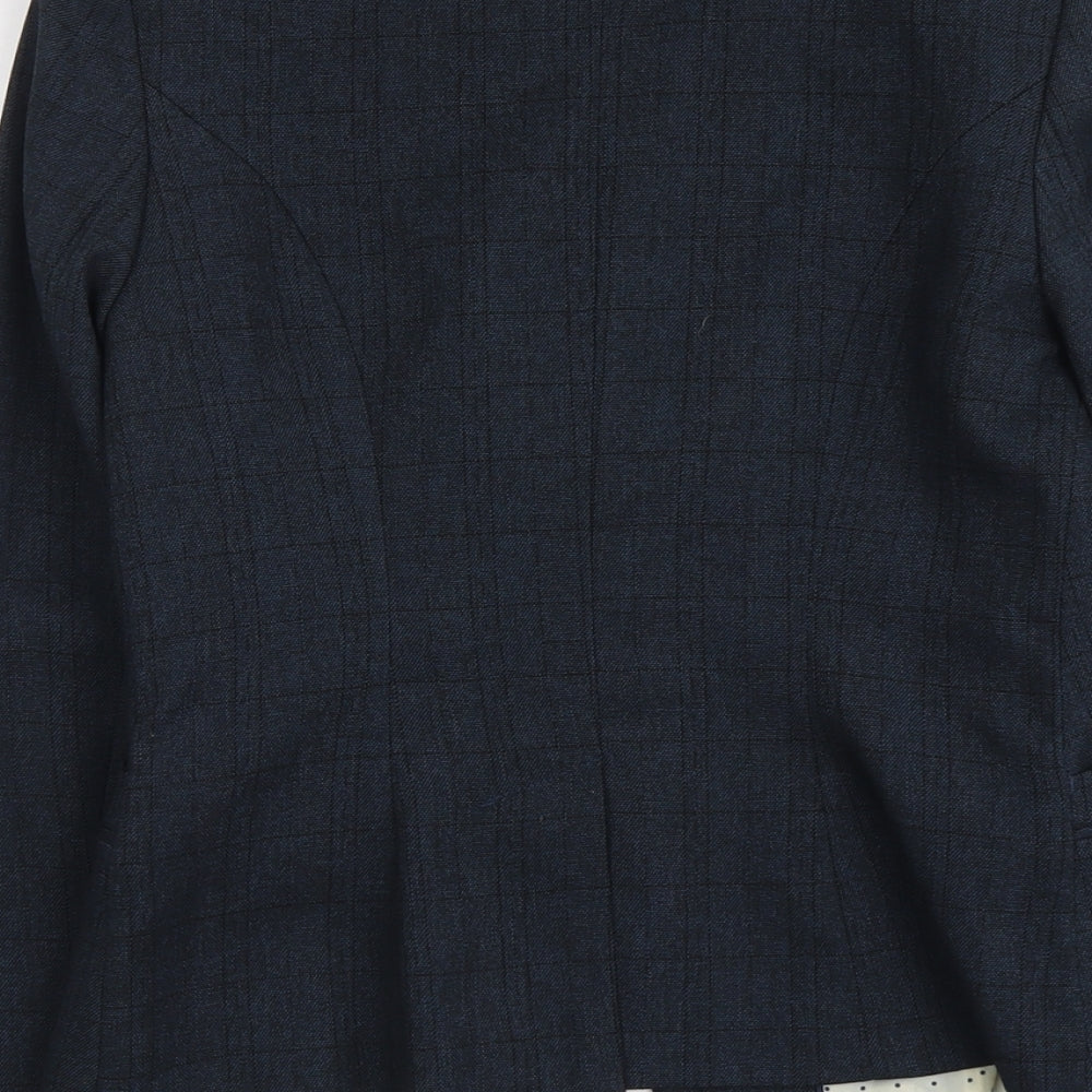 NEXT Womens Blue Check Polyester Jacket Suit Jacket Size 8