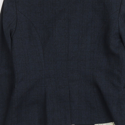 NEXT Womens Blue Check Polyester Jacket Suit Jacket Size 8