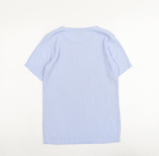 Carolyn Taylor Womens Blue Round Neck Acrylic Pullover Jumper Size S - Size S-M
