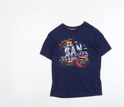 Gap Boys Blue Cotton Pullover T-Shirt Size 6-7 Years Round Neck Pullover - San Francisco