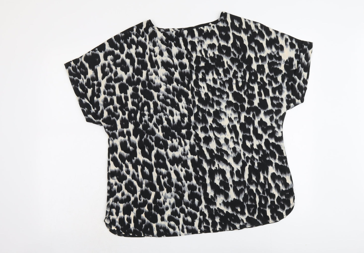 Capsule Womens Beige Animal Print Polyester Basic Blouse Size 12 Round Neck - Leopard Print