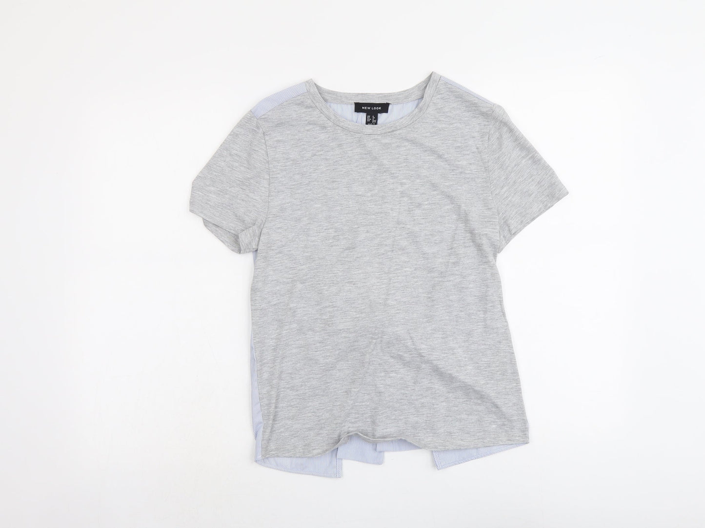 Womens UK Size 8 New Look Grey Basic T-Shirt
