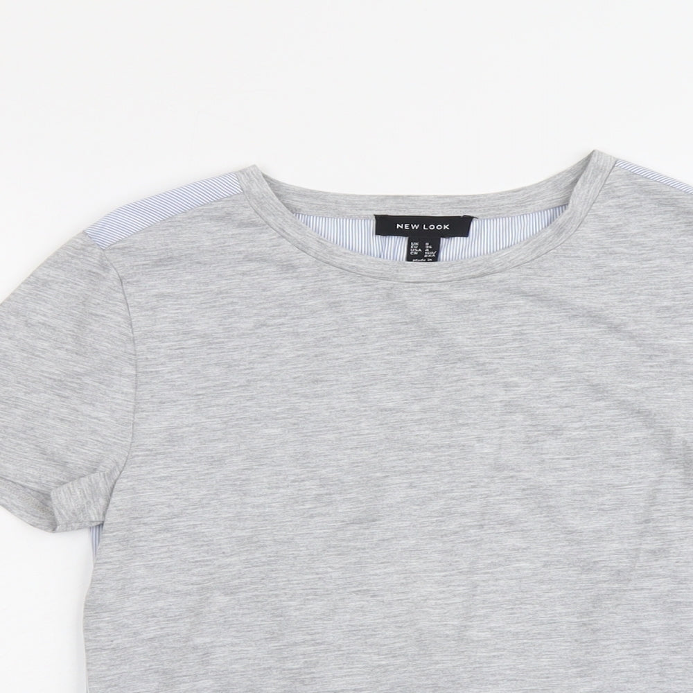 Womens UK Size 8 New Look Grey Basic T-Shirt