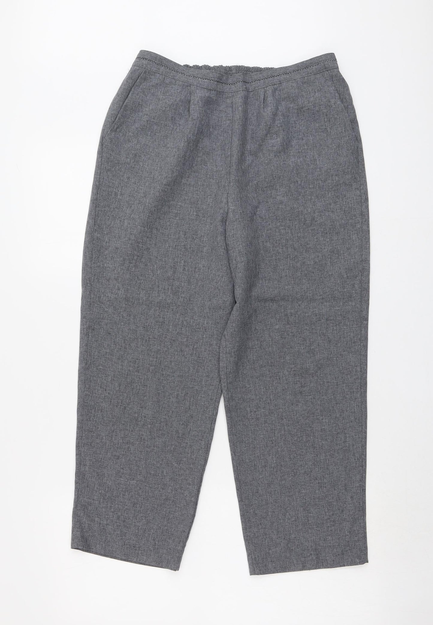 Womens UK Size 12 Bonmarché Regular Fit Cropped Grey Trousers