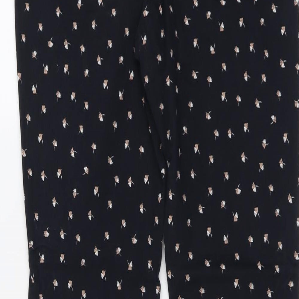 Mango Womens Blue Geometric Cotton Trousers Size 6 L28 in Regular Button
