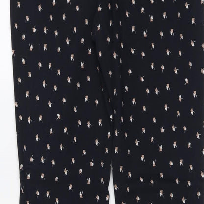 Mango Womens Blue Geometric Cotton Trousers Size 6 L28 in Regular Button