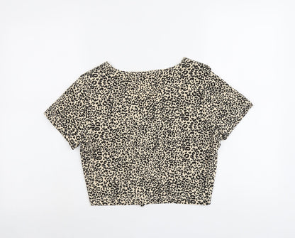 Womens UK Size L ROMWE Beige Cropped T-Shirt
