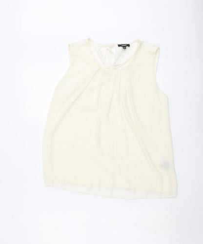 Premise Womens Ivory Viscose Basic Tank Size L Round Neck