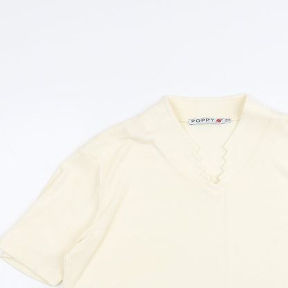 Womens UK Size 18 Poppy Ivory Basic T-Shirt
