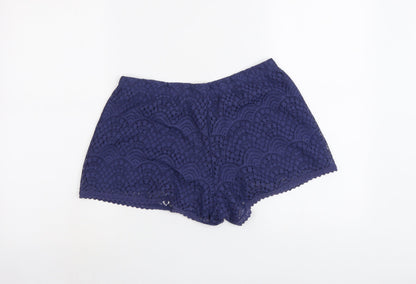 United Colors of Benetton Womens Blue Geometric Polyester Basic Shorts Size M L3 in Regular