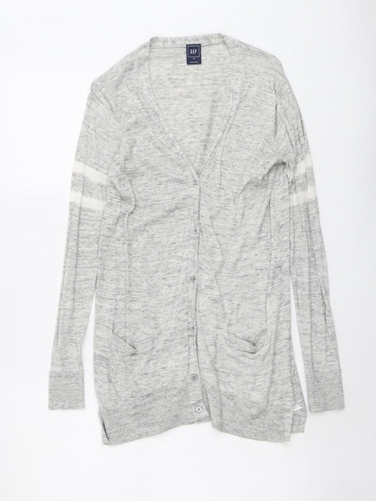 Gap Womens Grey V-Neck Cotton Cardigan Jumper Size XS