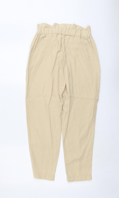 Womens UK Size S H&M Regular Fit Carrot Beige Trousers