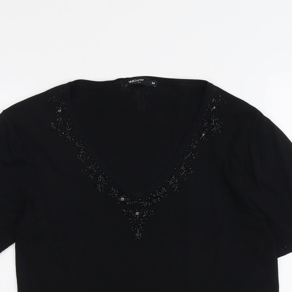 Womens UK Size M Whisper Black Pullover Jumper
