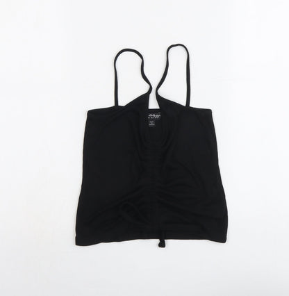 Miss Selfridge Womens Black Polyester Camisole Tank Size 12 Scoop Neck - Ruched Detail