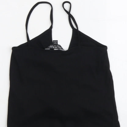 Miss Selfridge Womens Black Polyester Camisole Tank Size 12 Scoop Neck - Ruched Detail