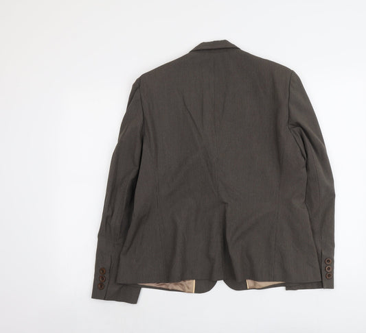 Autonomy Womens Brown Striped Polyester Jacket Suit Size 16