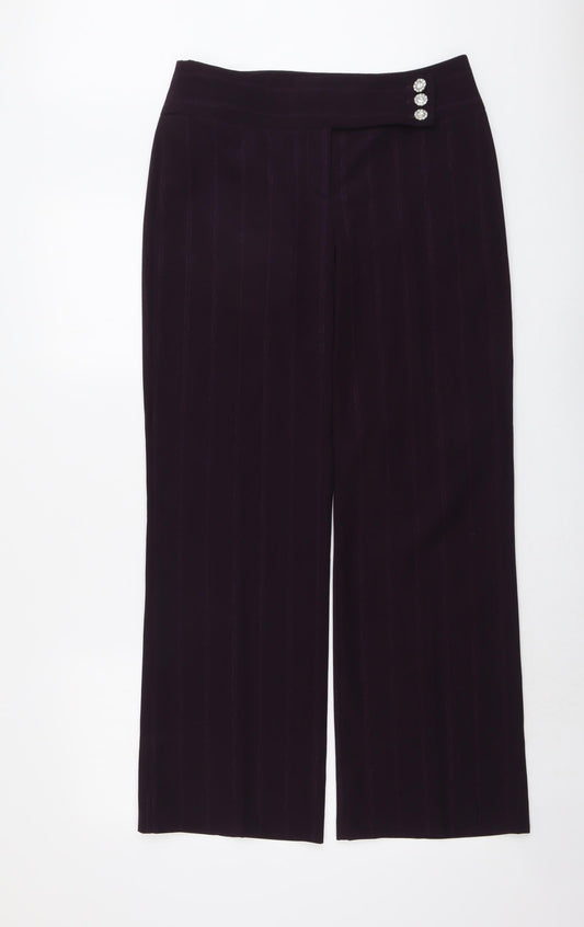 Womens UK Size 12 M&Co Regular Fit  Purple Trousers