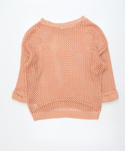 Wallis Womens Orange Round Neck Acrylic Pullover Jumper Size L