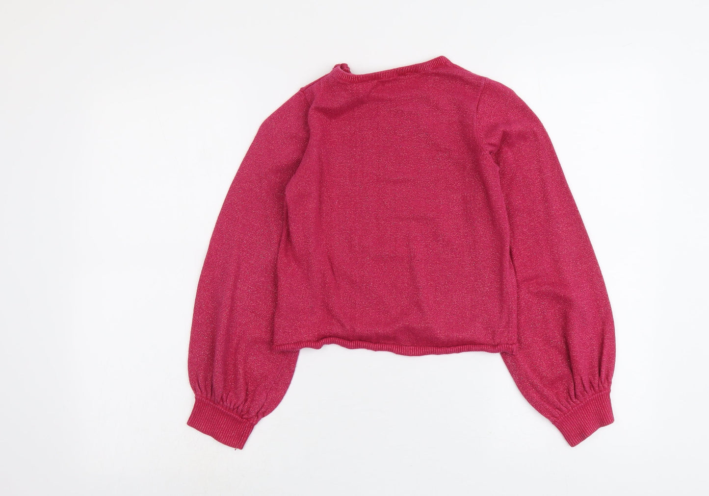H&M Girls Pink Boat Neck Cotton Pullover Jumper Size 8-9 Years Pullover