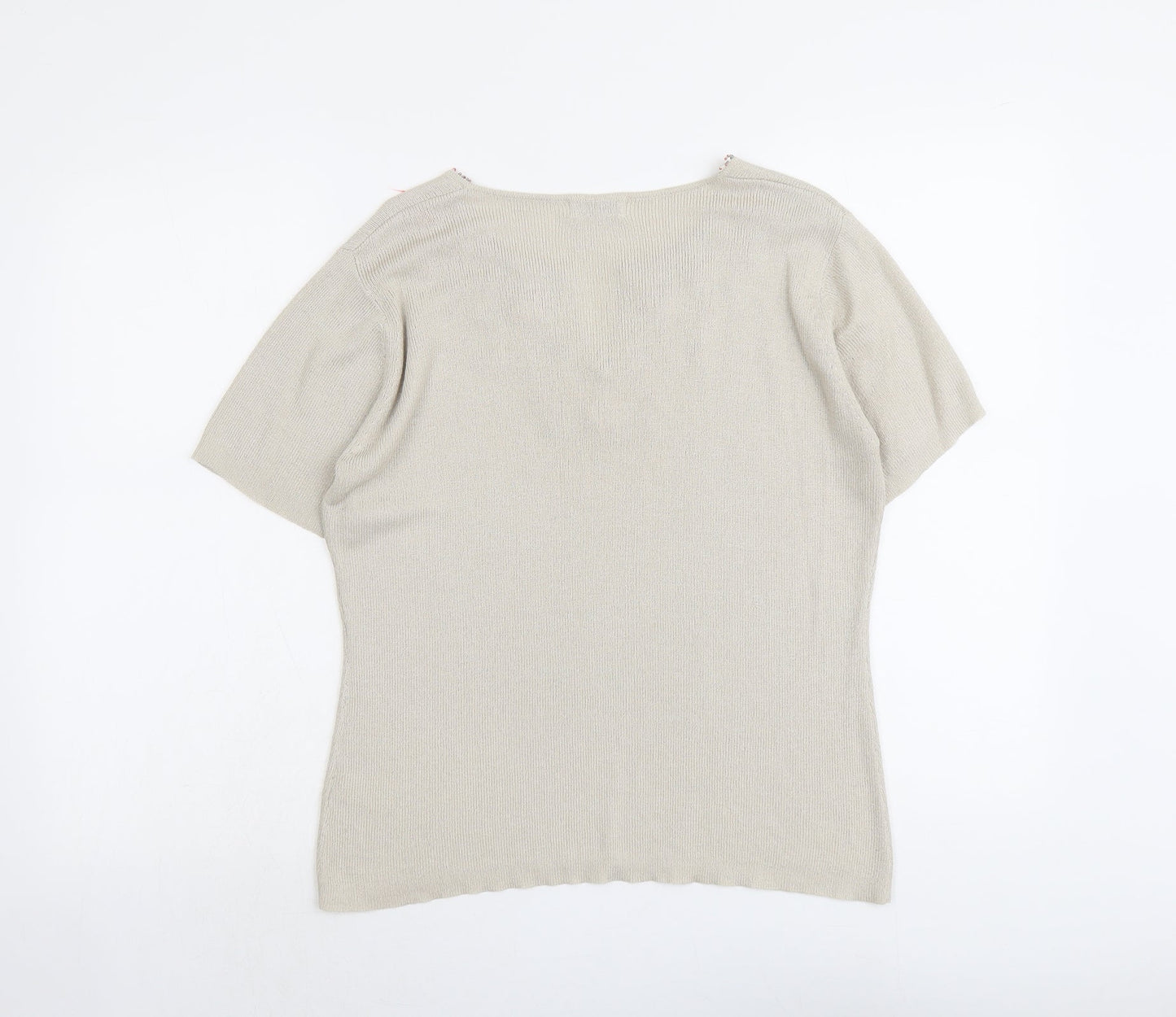 Womens UK Size 14 Essentials Beige Henley Jumper