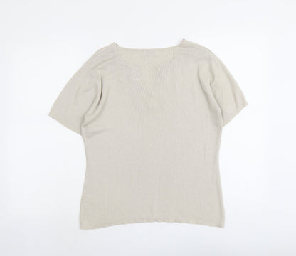 Womens UK Size 14 Essentials Beige Henley Jumper