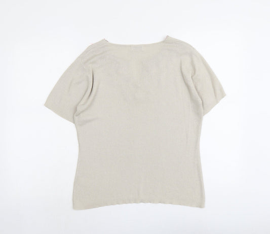 Womens UK Size 14 Essentials Beige Henley Jumper