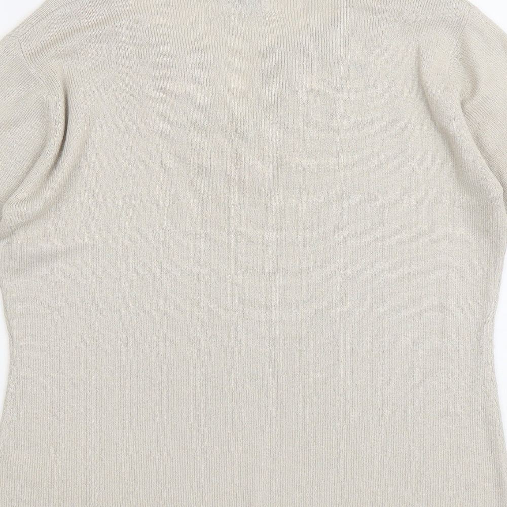 Womens UK Size 14 Essentials Beige Henley Jumper