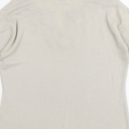 Womens UK Size 14 Essentials Beige Henley Jumper