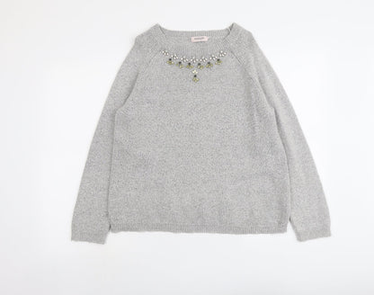 Womens UK Size L Soaked in Luxury Grey Pullover Jumper