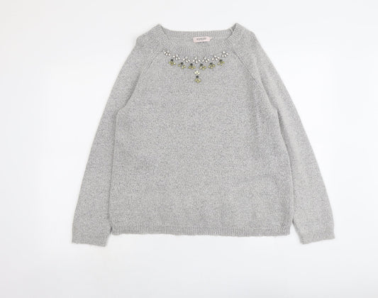 Womens UK Size L Soaked in Luxury Grey Pullover Jumper
