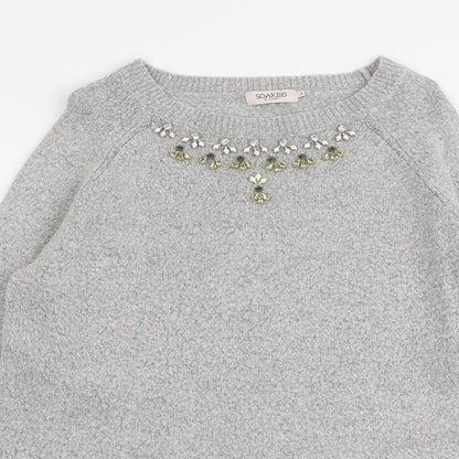 Womens UK Size L Soaked in Luxury Grey Pullover Jumper