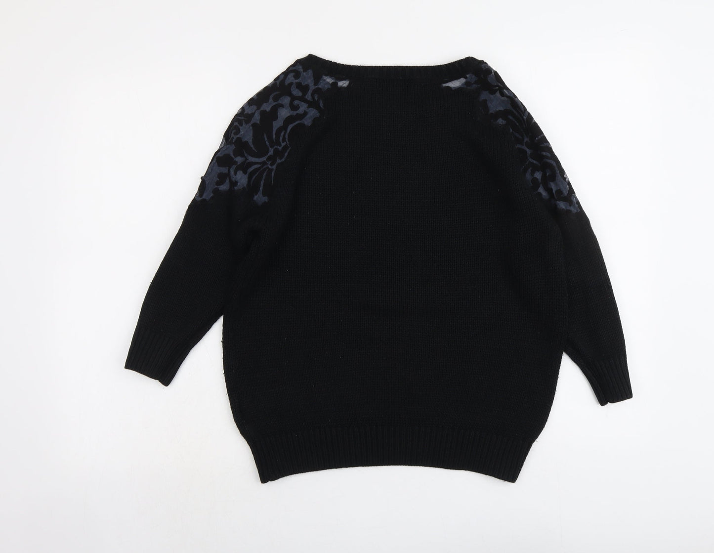 Day&Night Womens Black Round Neck Geometric Acrylic Pullover Jumper Size M