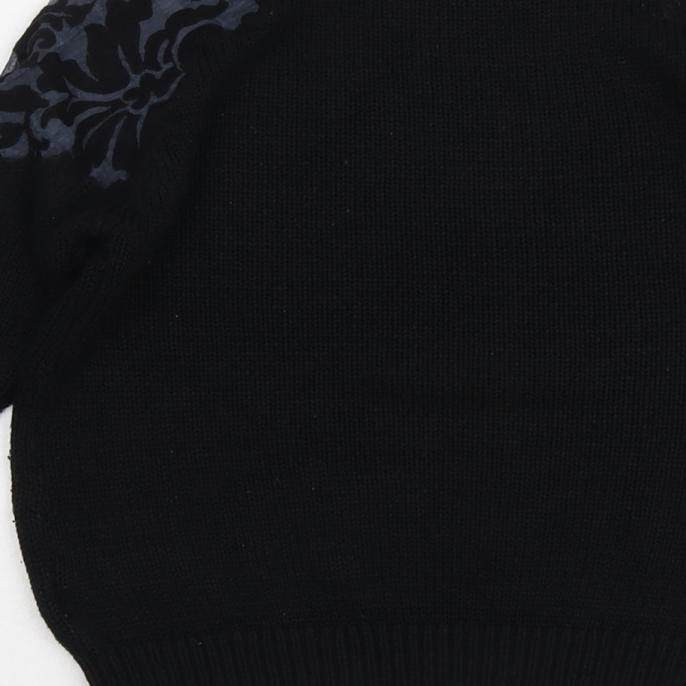 Day&Night Womens Black Round Neck Geometric Acrylic Pullover Jumper Size M