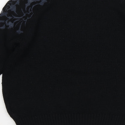 Day&Night Womens Black Round Neck Geometric Acrylic Pullover Jumper Size M