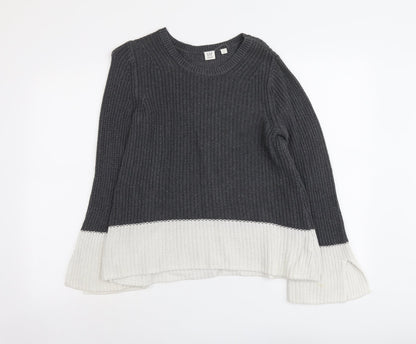 Gap Womens Grey Round Neck Cotton Pullover Jumper Size XS