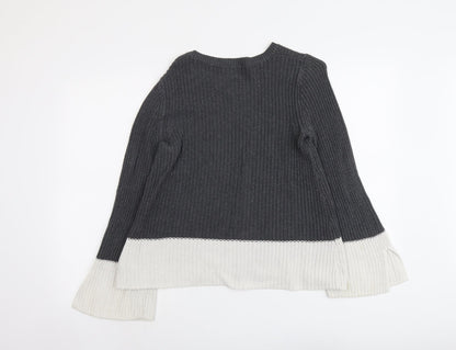 Gap Womens Grey Round Neck Cotton Pullover Jumper Size XS