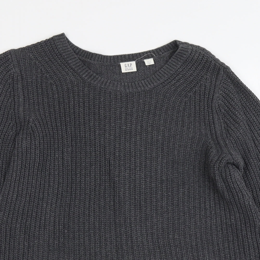 Gap Womens Grey Round Neck Cotton Pullover Jumper Size XS