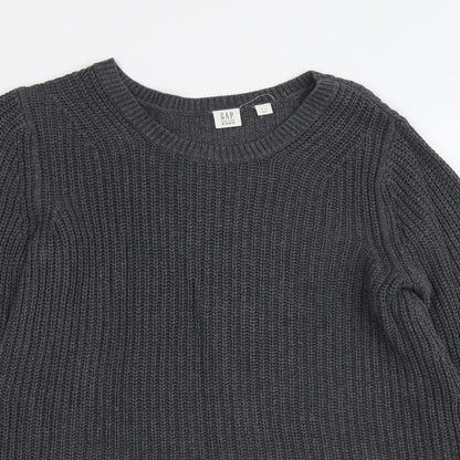 Gap Womens Grey Round Neck Cotton Pullover Jumper Size XS