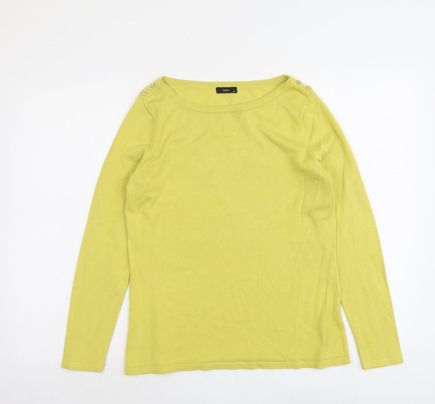 Womens UK Size 12 M&Co Yellow Pullover Jumper