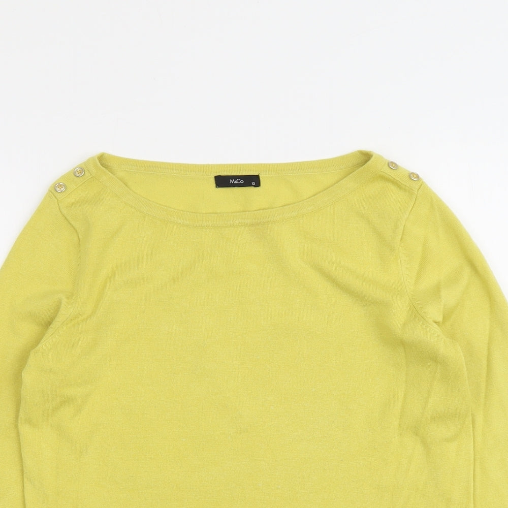 Womens UK Size 12 M&Co Yellow Pullover Jumper