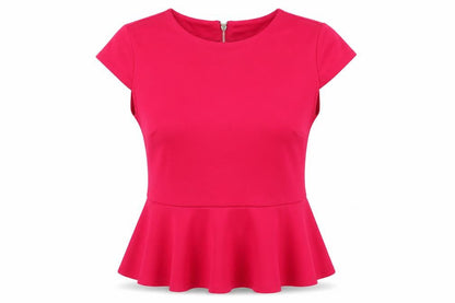 WD.NY Womens Pink Polyester Basic Blouse Size M Boat Neck - Peplum