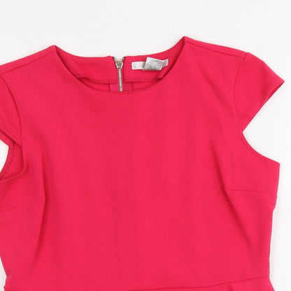 WD.NY Womens Pink Polyester Basic Blouse Size M Boat Neck - Peplum