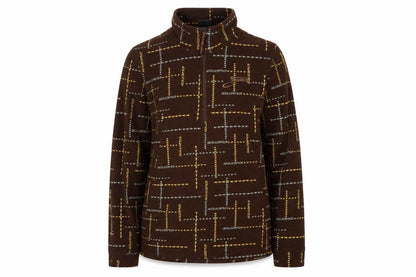 Iguana Womens Brown Geometric Polyester Pullover Sweatshirt Size 14 Zip