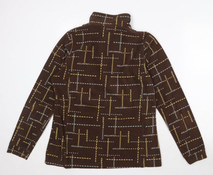 Iguana Womens Brown Geometric Polyester Pullover Sweatshirt Size 14 Zip