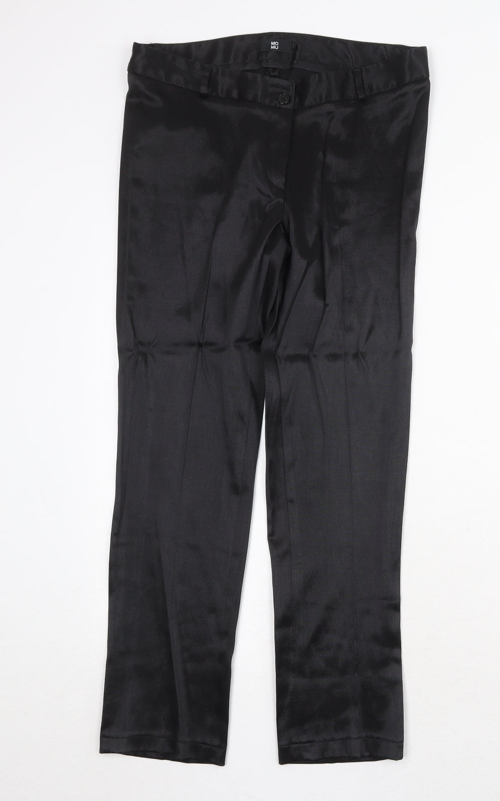 Momu Womens Black Cotton Trousers Size 12 Regular Zip